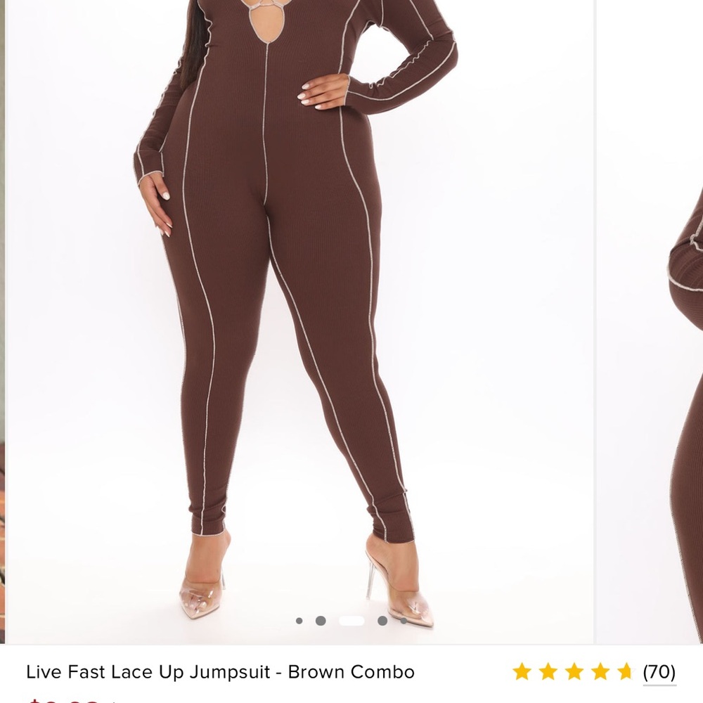 Fashion Nova Chocolate Lace-Up Jumpsuit